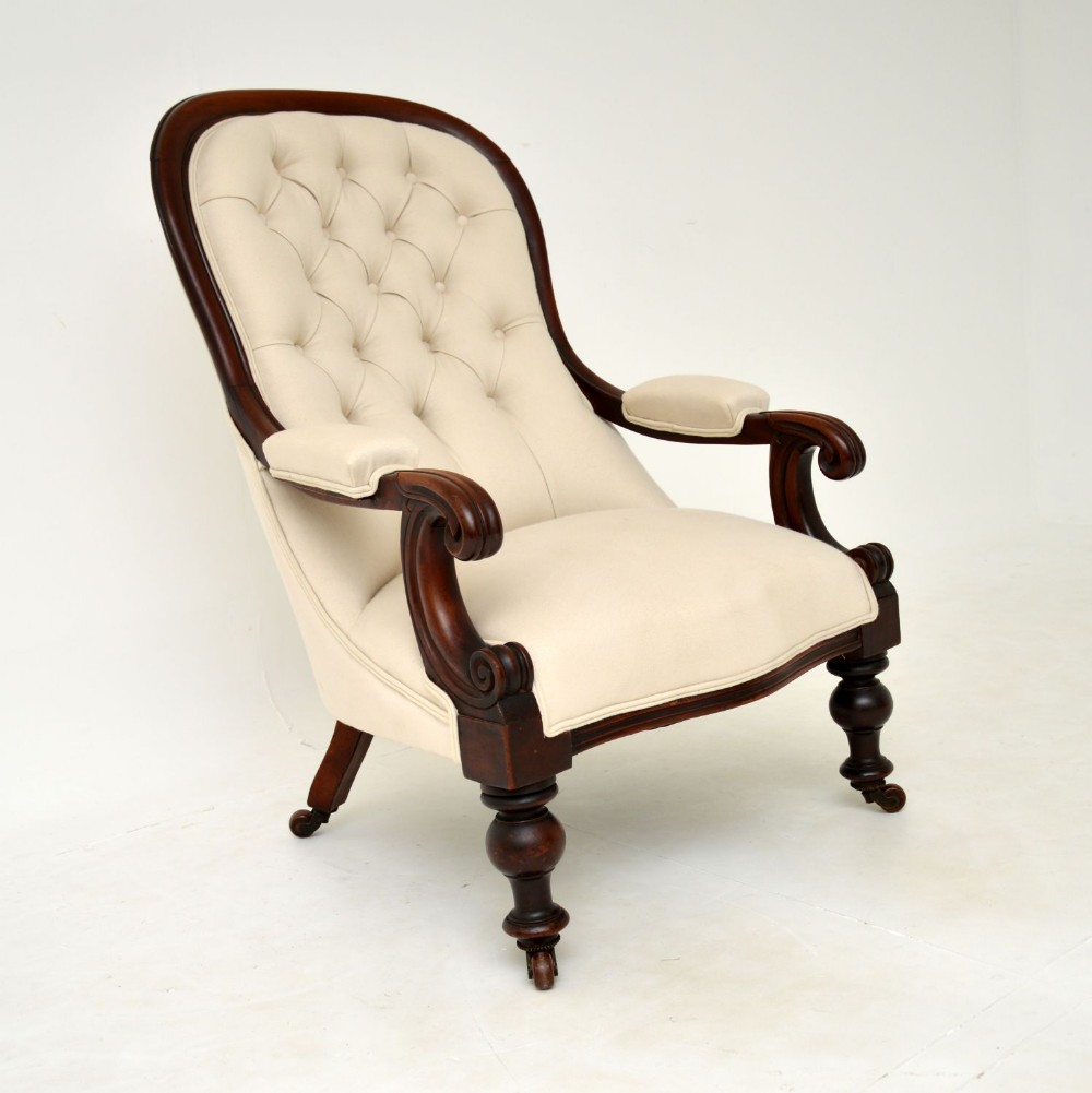 Antique Victorian Mahogany Spoon Back Armchair