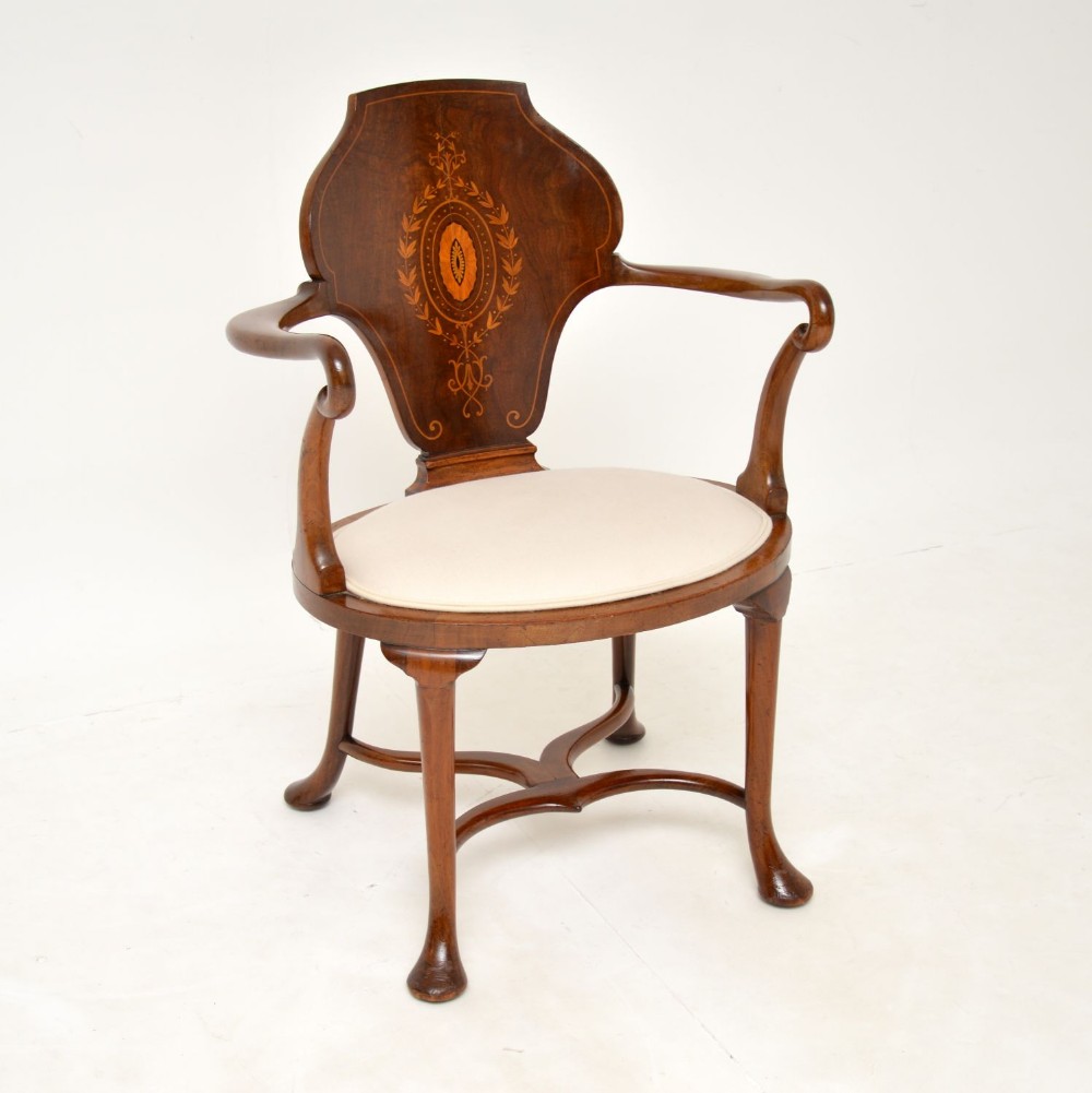 Antique Edwardian Inlaid Mahogany Armchair