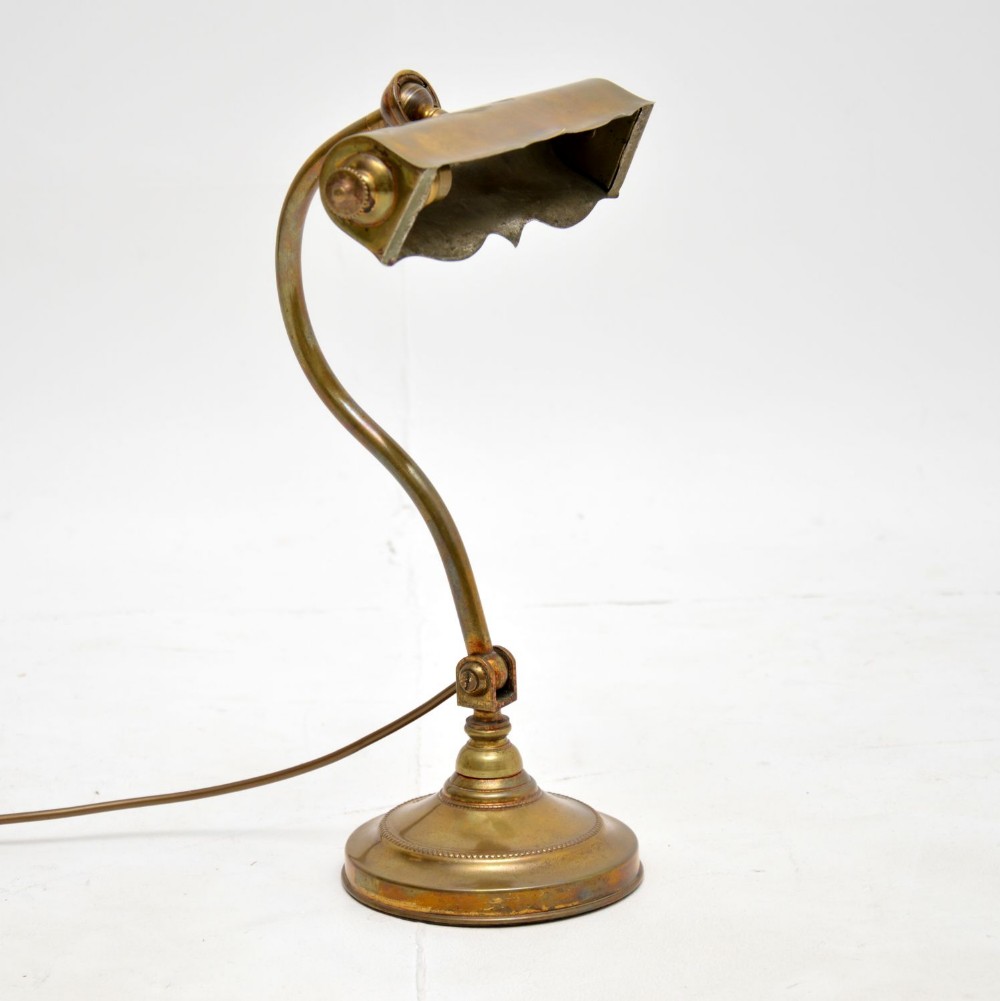 Antique Edwardian Solid Brass Desk Lamp