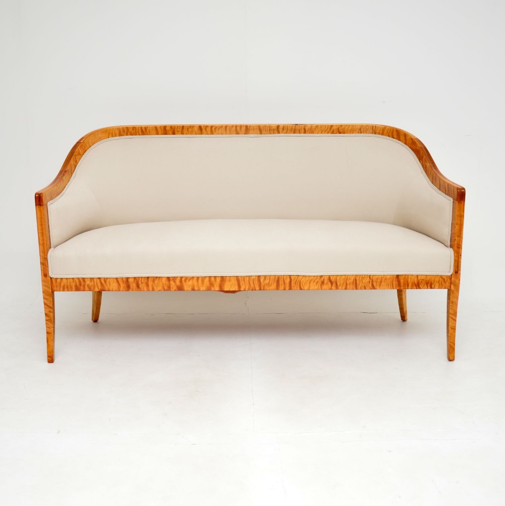 Antique Swedish Tiger Birch Biedermeier Sofa
