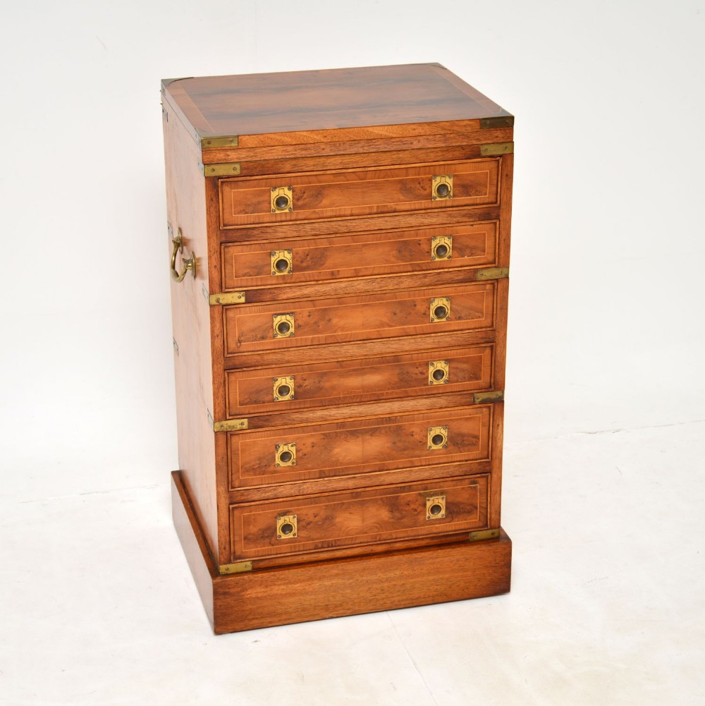 Antique Yew Wood Military Campaign Chest of Drawers