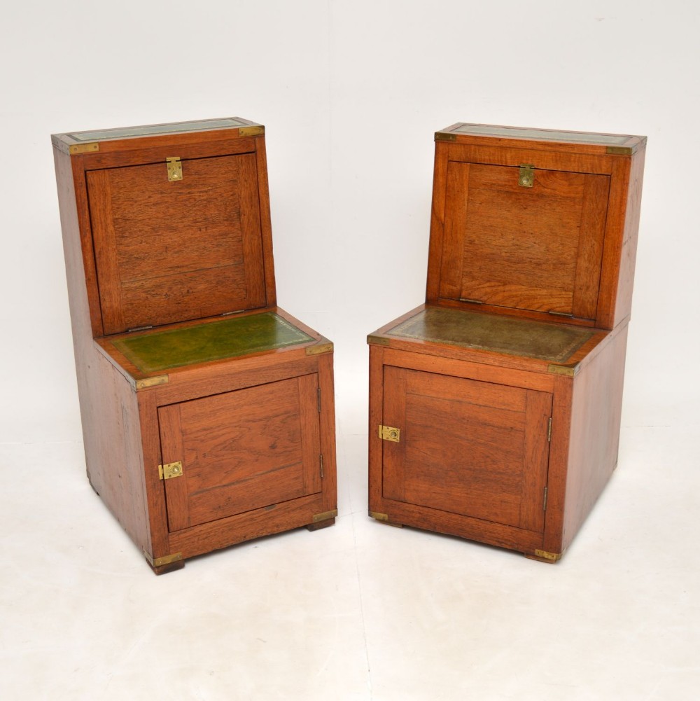 Pair of Matched Antique Oak Military Campaign Locker Cabinets