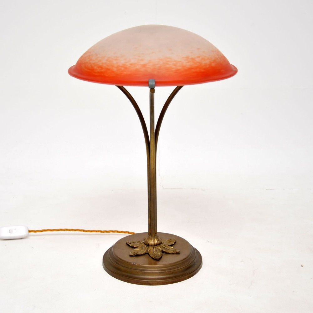 Antique French Glass Table Lamp by Charles Schneider