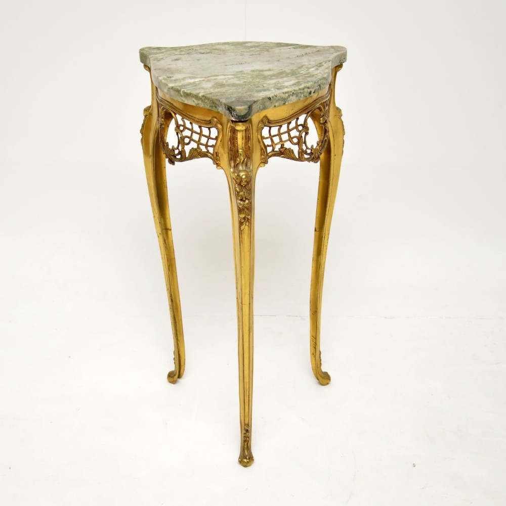 Antique Italian Brass & Marble Side Table
