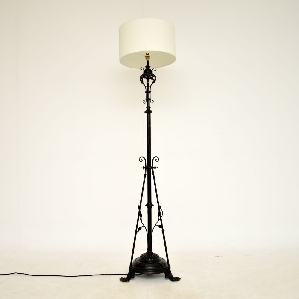Antique Edwardian Art Nouveau Iron Floor Lamp