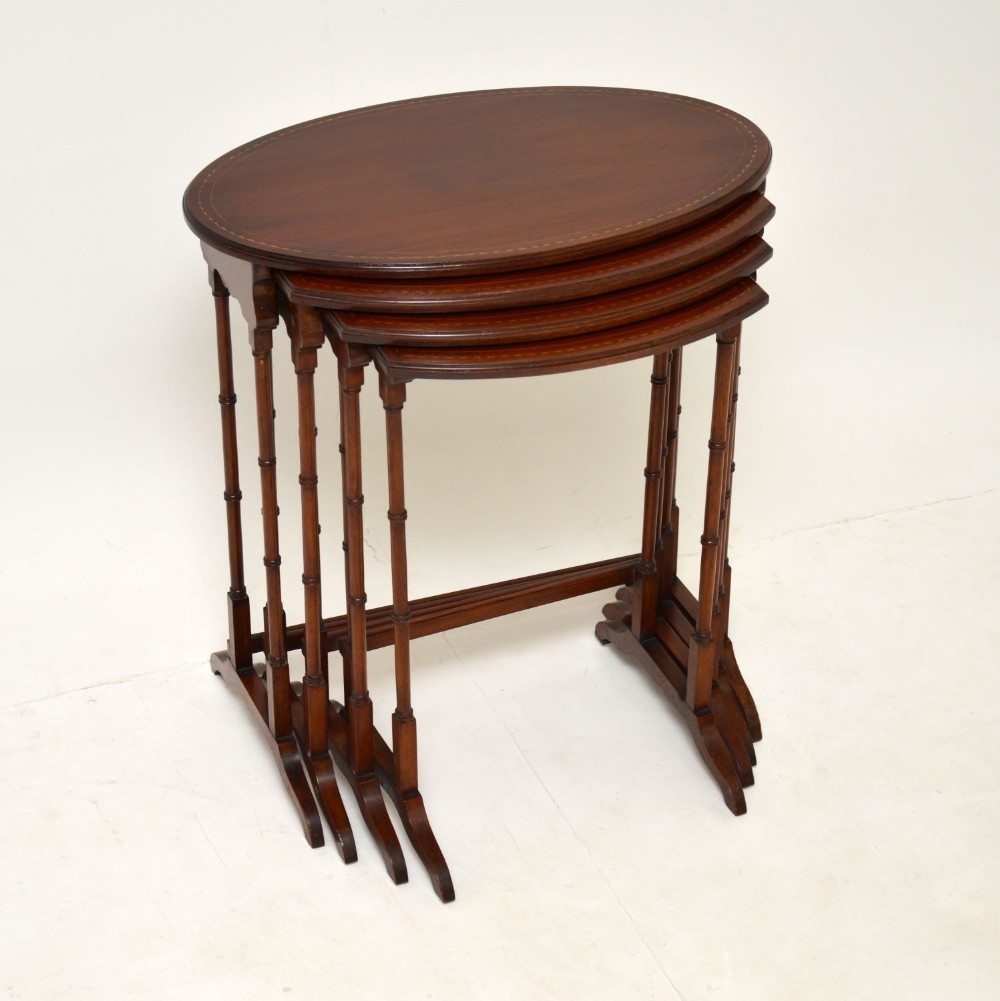 Antique Edwardian Inlaid Mahogany Nest of 4 Tables