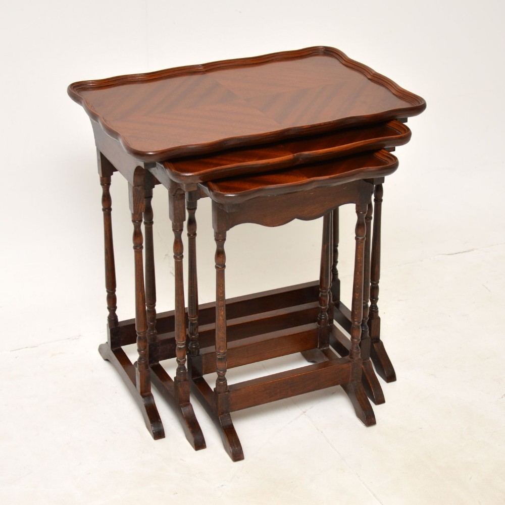 Antique Mahogany Pie Crust Nest of Three Tables