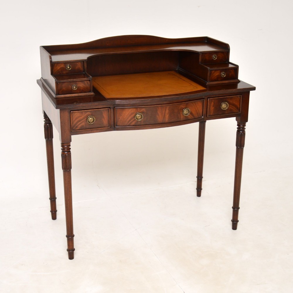 Antique Mahogany Leather Top Bonheur Du Jour Writing Table