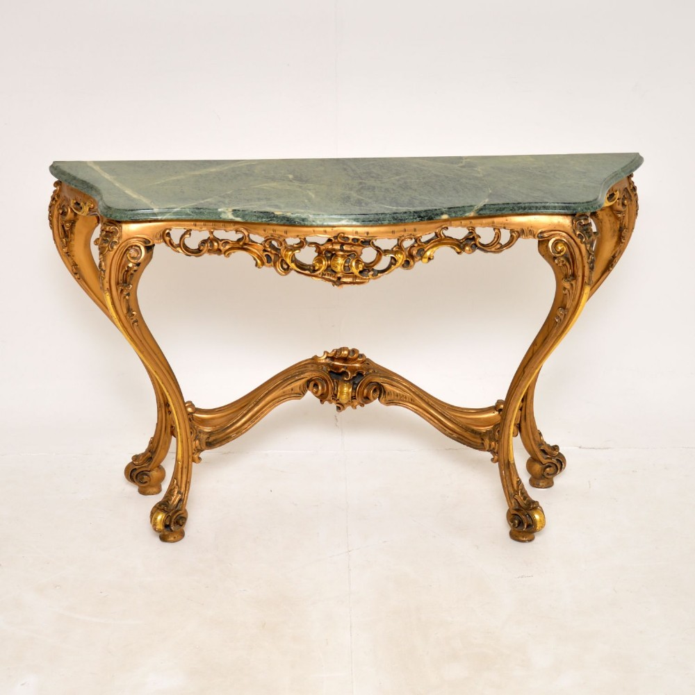 Antique French Gilt Wood Marble Top Console Table