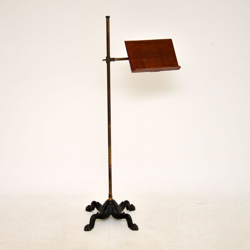 Antique Victorian Walnut , Brass & Iron Music Stand