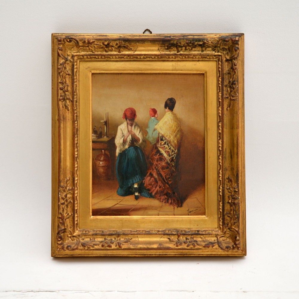 Antique Oil Painting in Gilt Wood Frame