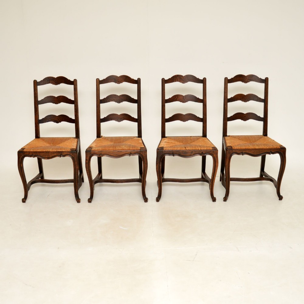 Set of 4 Antique Oak French Provincial Dining Chairs