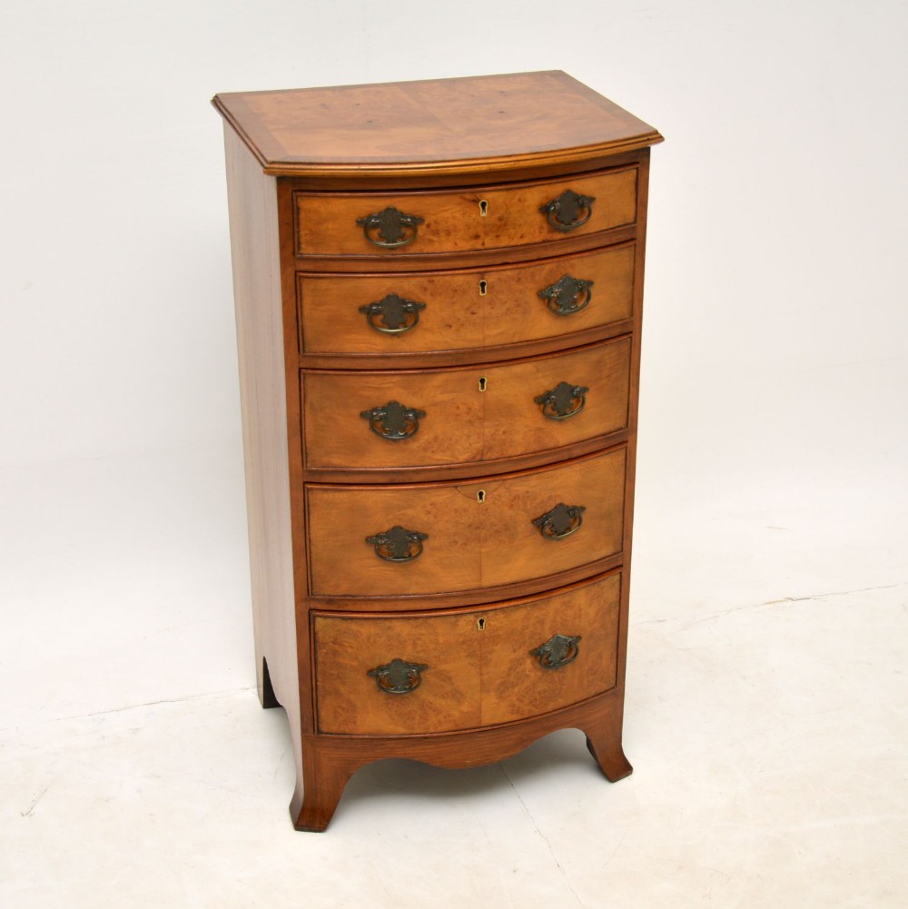 Antique Burr Walnut Slim Chest of Drawers