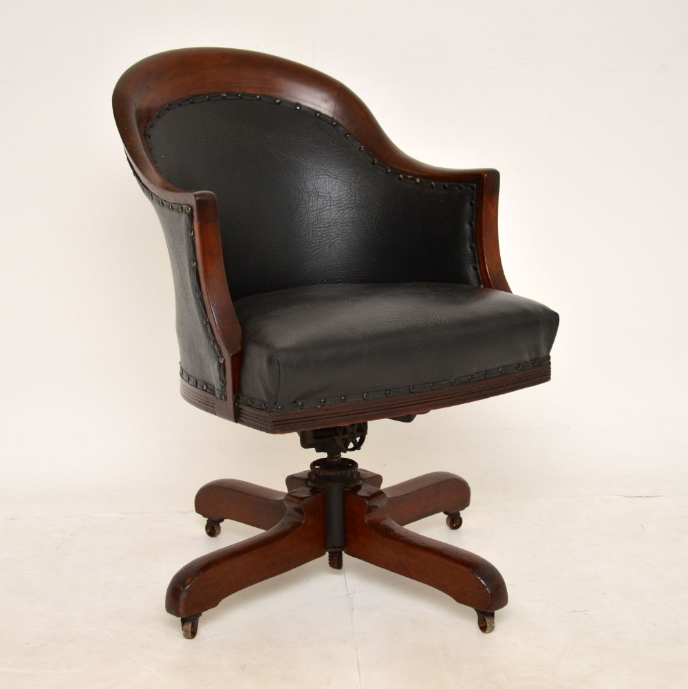 Antique Victorian Mahogany Swivel Desk Chair