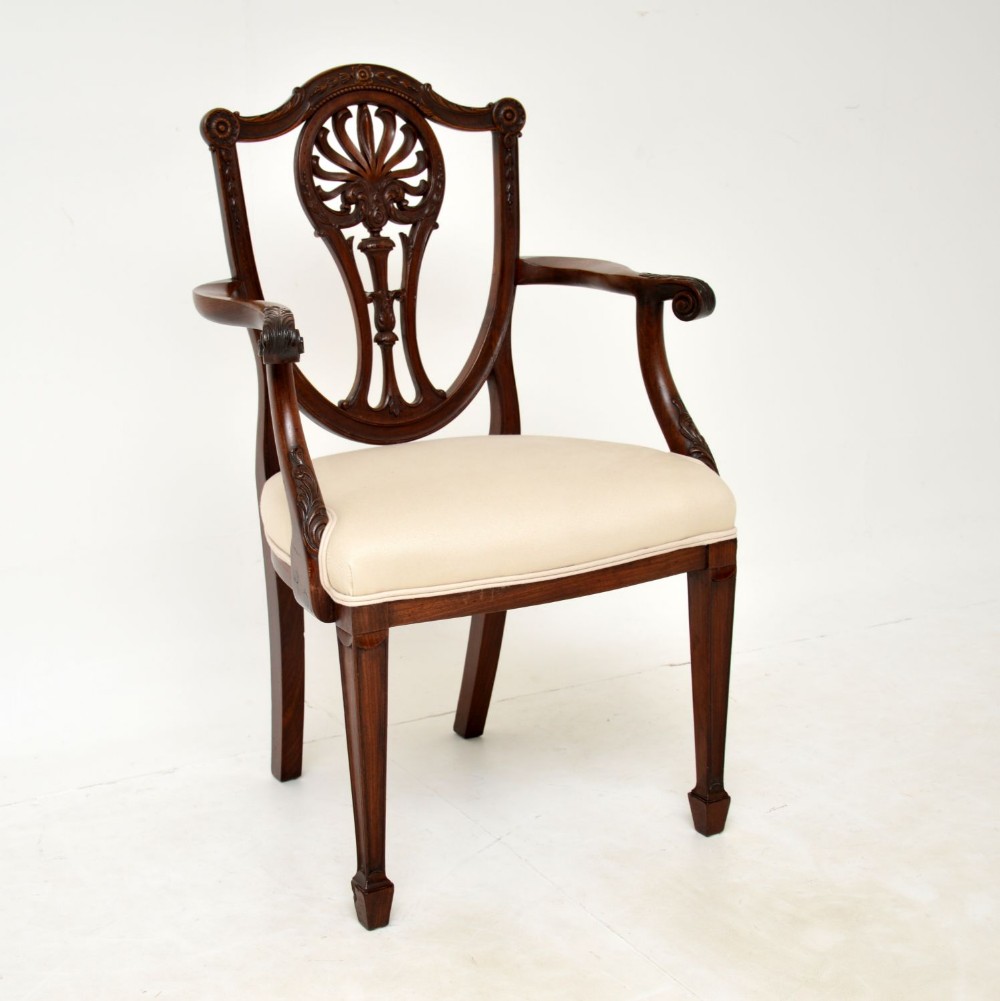 Antique Victorian Carved Mahogany Armchair Chair