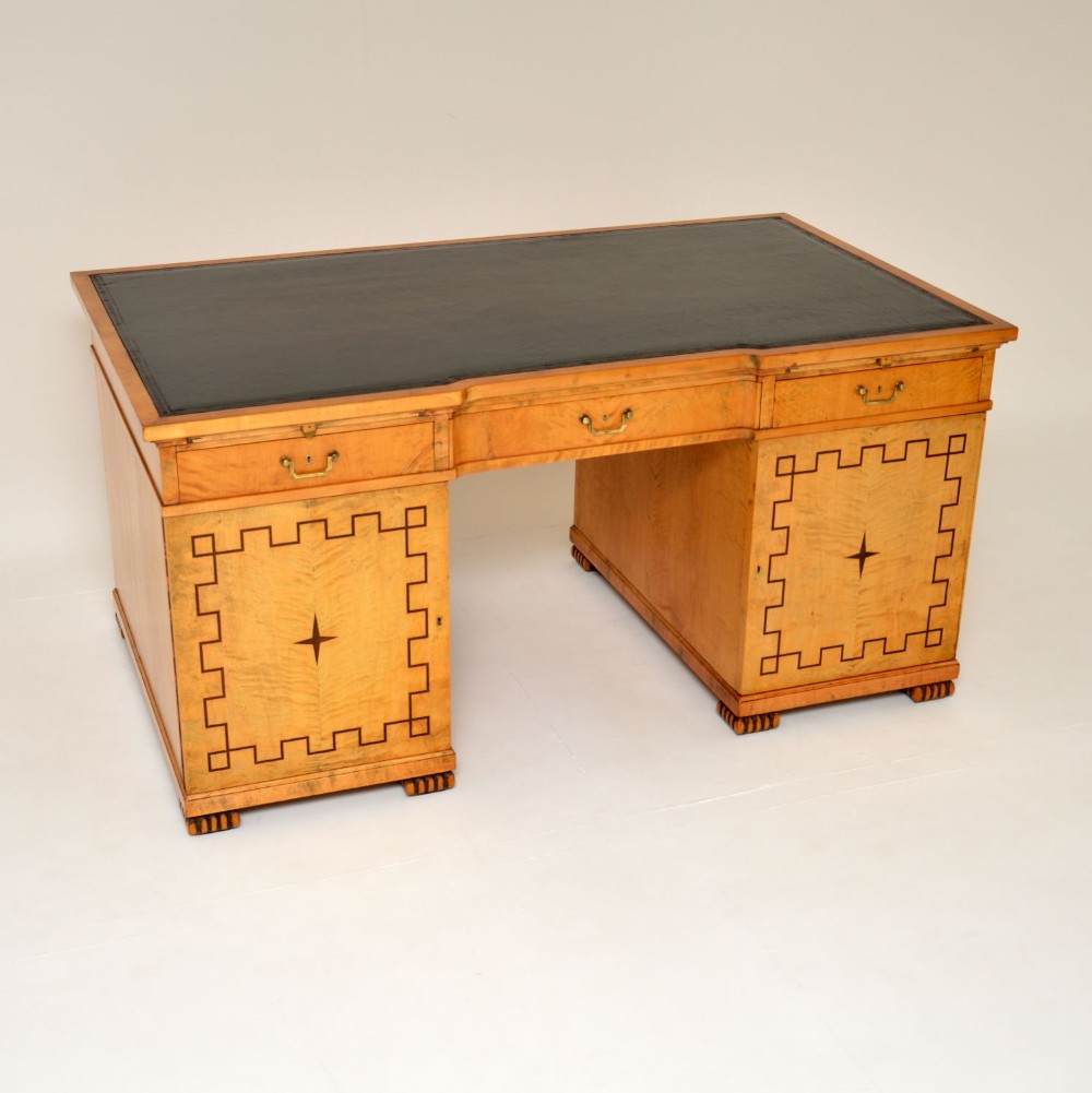 Antique Swedish Neoclassical Satin Birch Desk