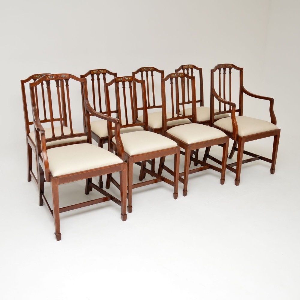 Set of 8 Antique Edwardian Mahogany Dining Chairs