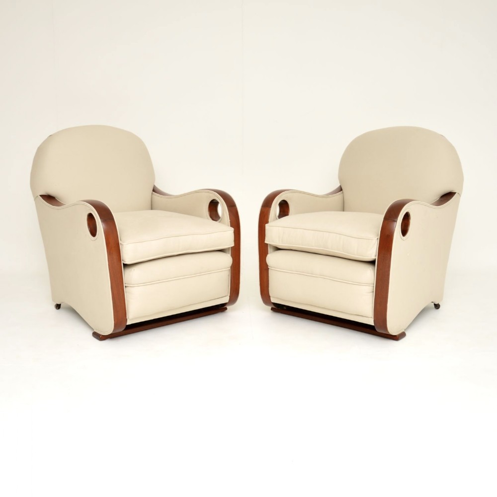 1930's Pair of Art Deco Mahogany Armchairs