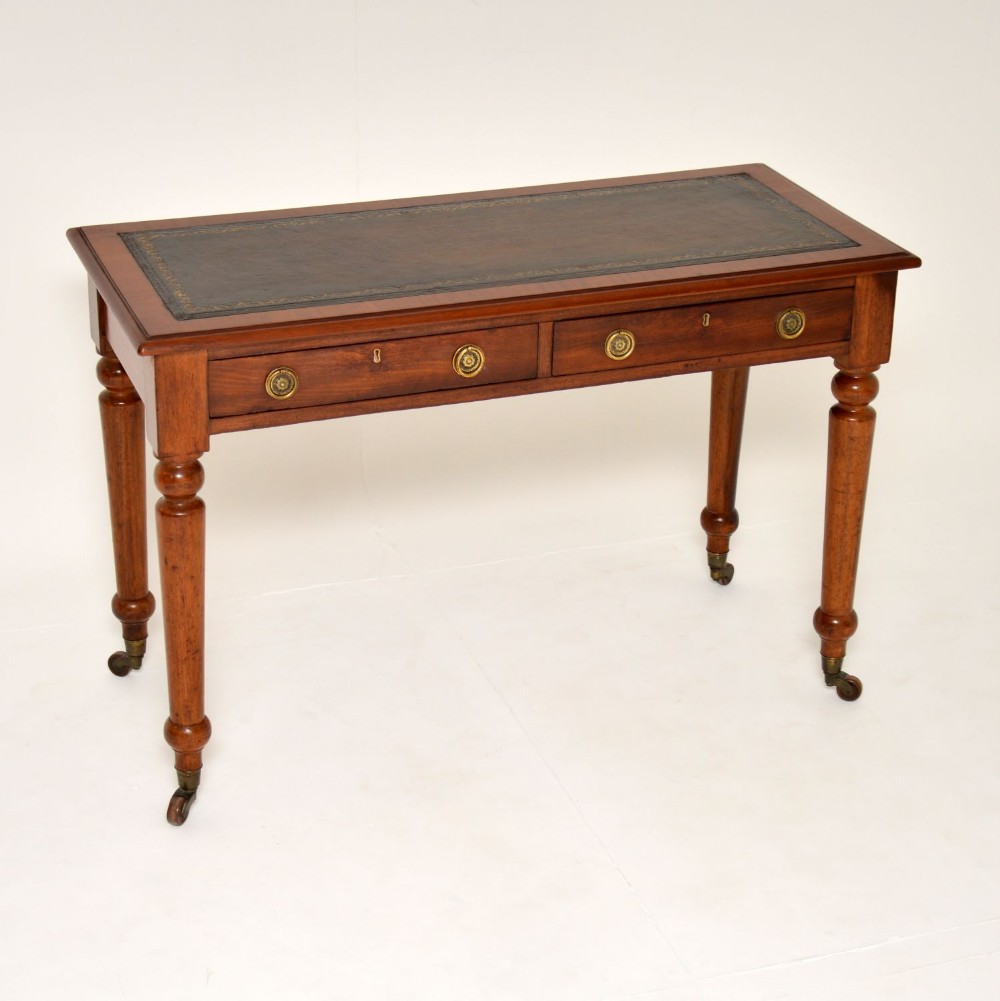 Antique Victorian Mahogany Leather Top Writing Table