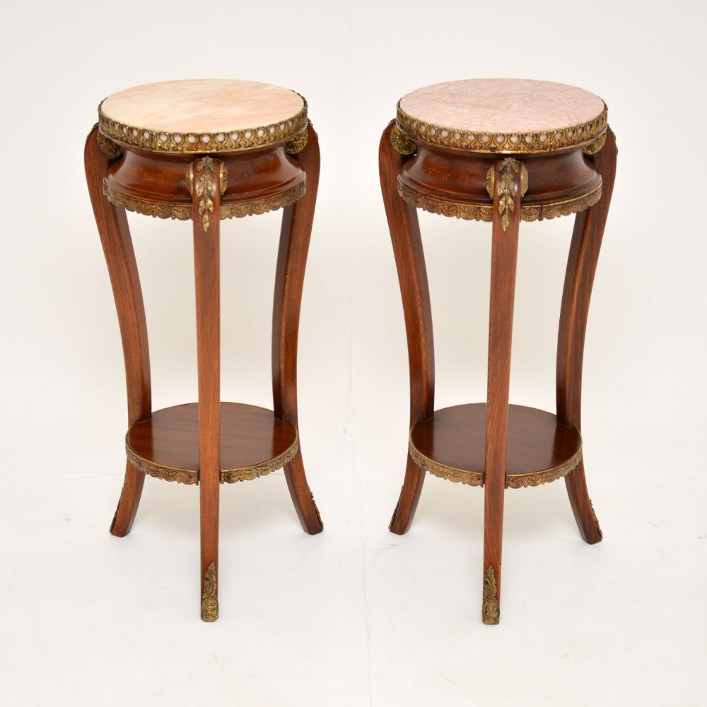 Pair of Antique French Marble Top Side Tables
