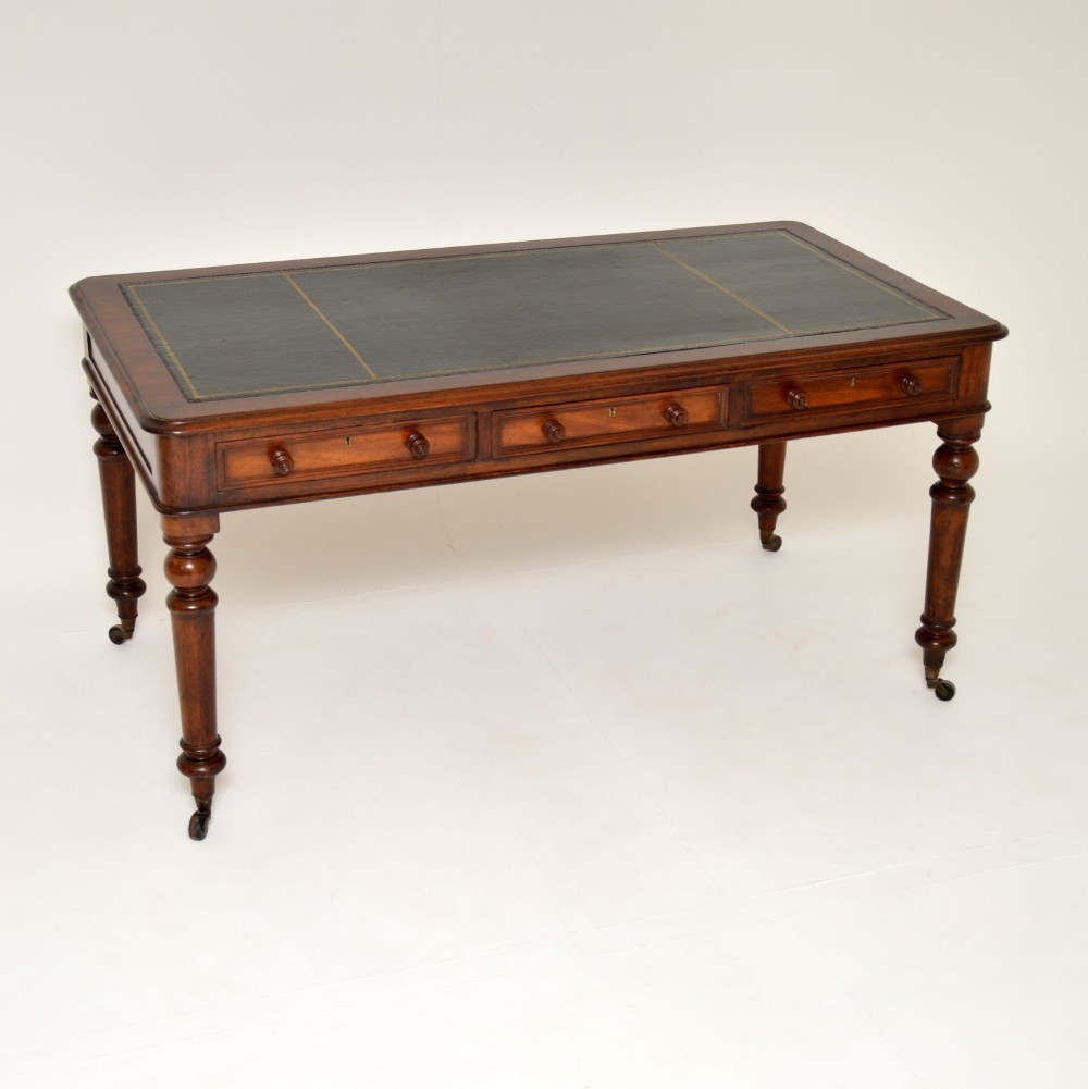 Antique Victorian Mahogany Leather Top Desk