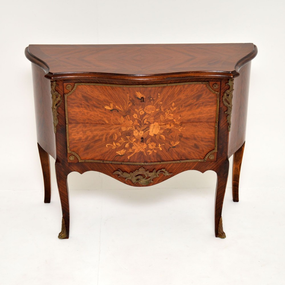 Antique French Inlaid Marquetry Bombe Commode