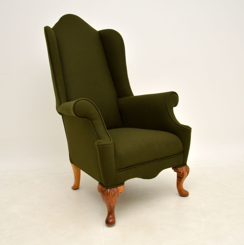 Antique Walnut Wing Back Armchair