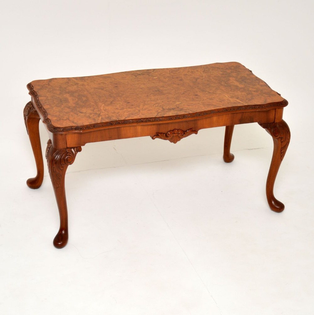 Antique Queen Anne Style Burr Walnut Coffee Table

