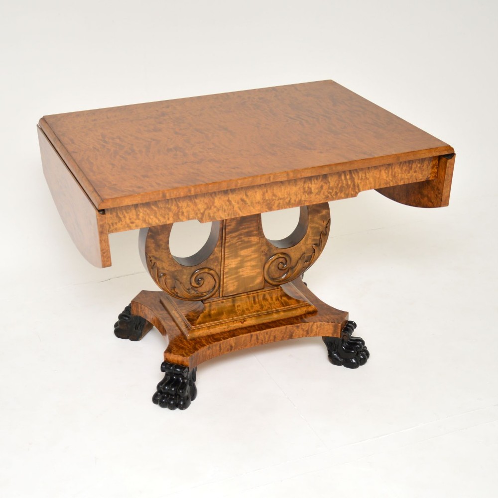 Antique Swedish Satin Birch Biedermeier Sofa Table