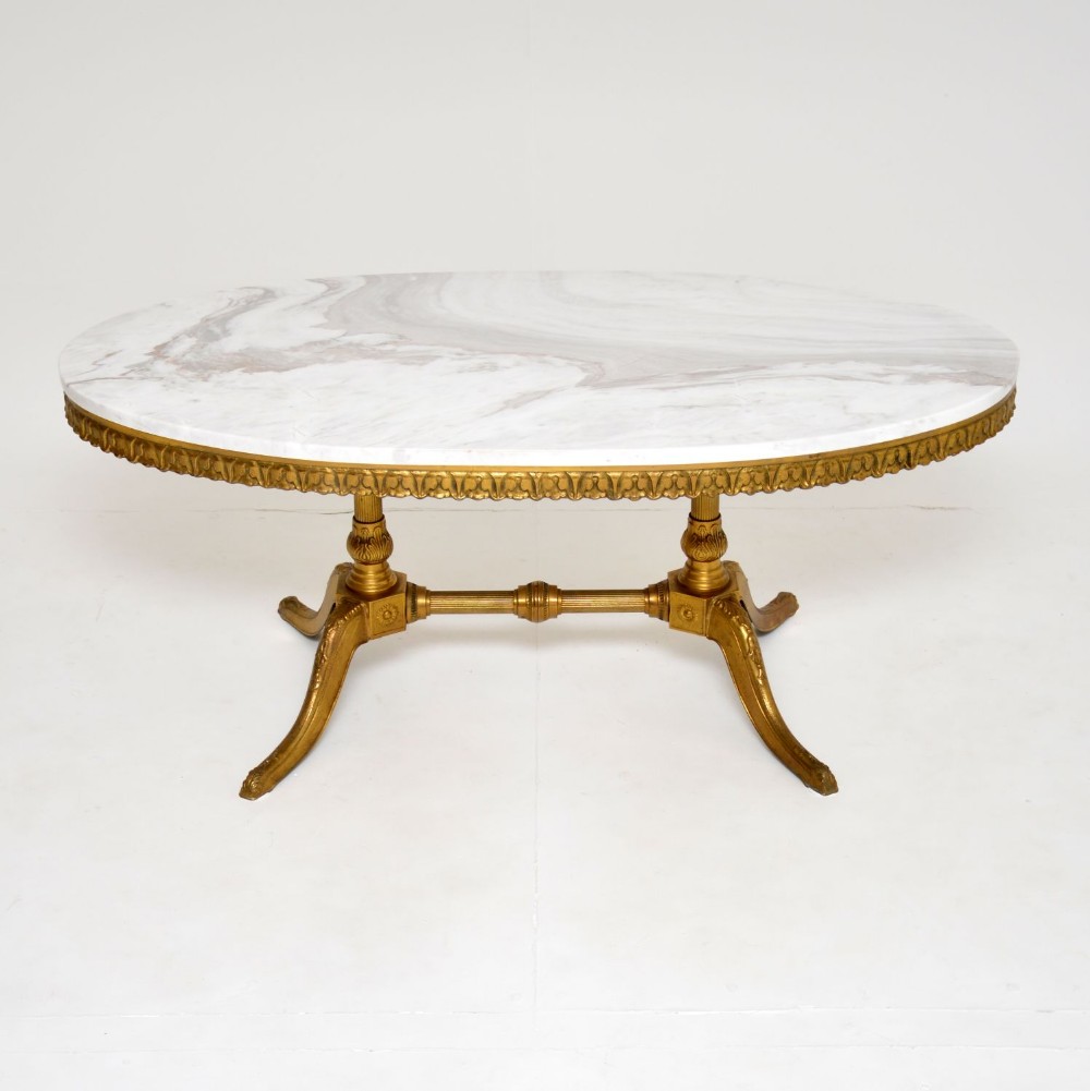 Antique Brass & Marble Coffee Table