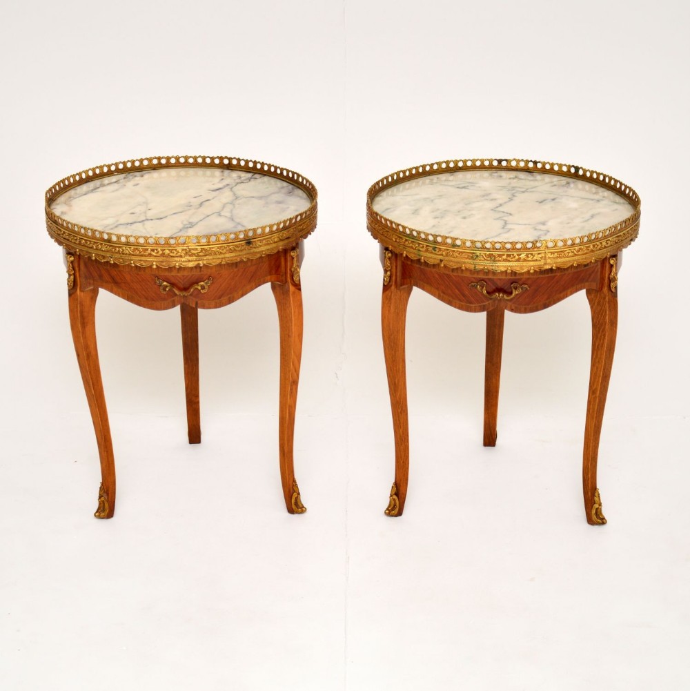 Pair of Antique French Marble Top Side Tables