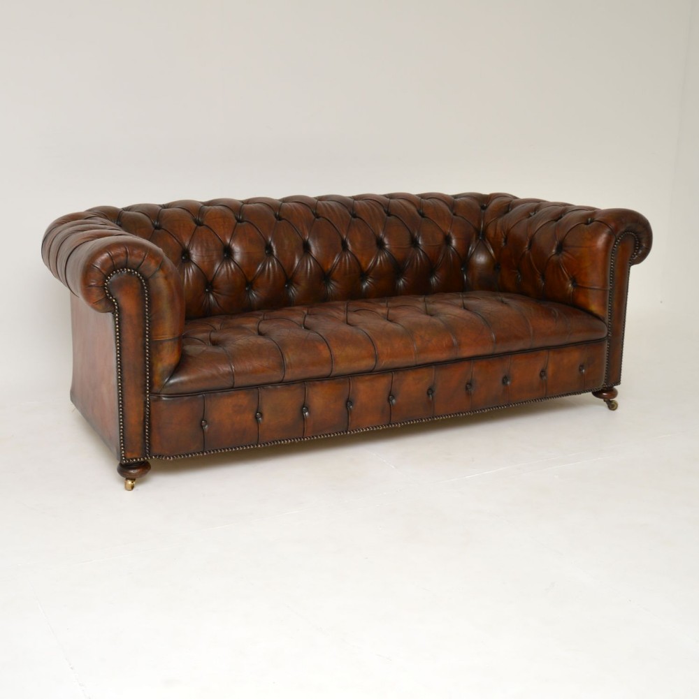 Antique Deep Buttoned Leather Chesterfield Sofa