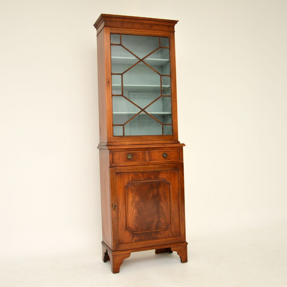 Antique Georgian Style Slim Mahogany Bookcase