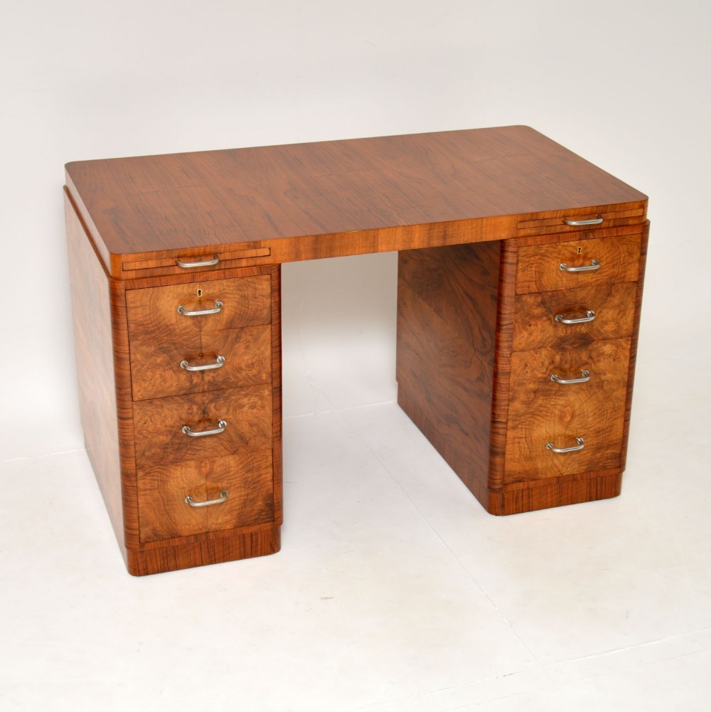 1930's Art Deco Burr Walnut Desk by Hampton's of Pall Mall