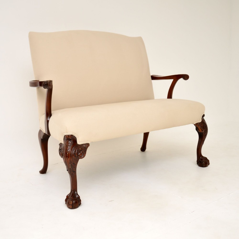 Antique Mahogany Chippendale Style Two Seat Sofa