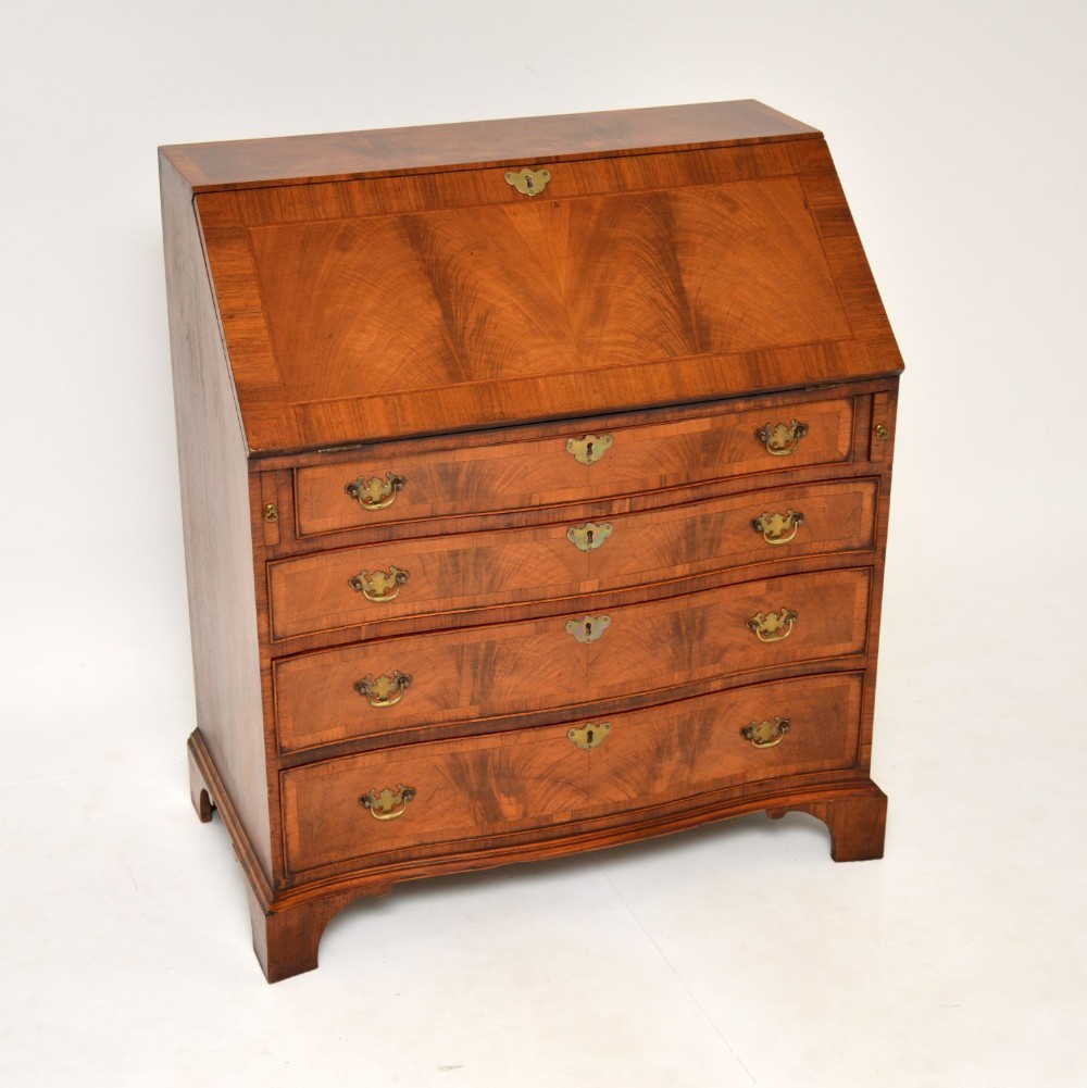 Antique Walnut Serpentine Fronted Writing Bureau