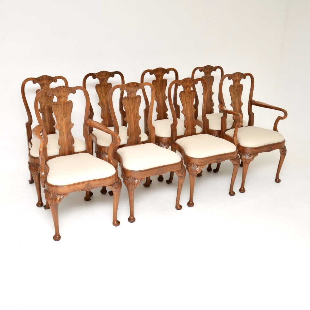 Set of 8 Antique Walnut Dining Chairs