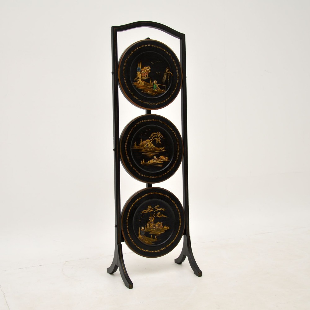 Antique Lacquered Chinoiserie Cake Stand