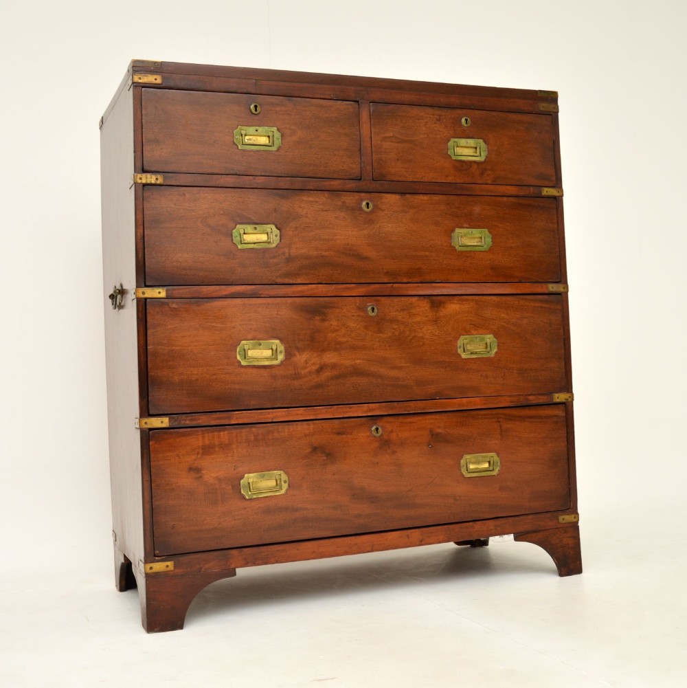 Antique Mahogany Military Campaign Chest of Drawers
