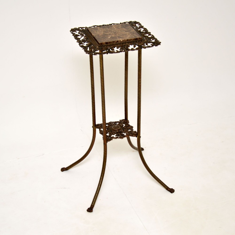Antique Iron & Marble Planter Table