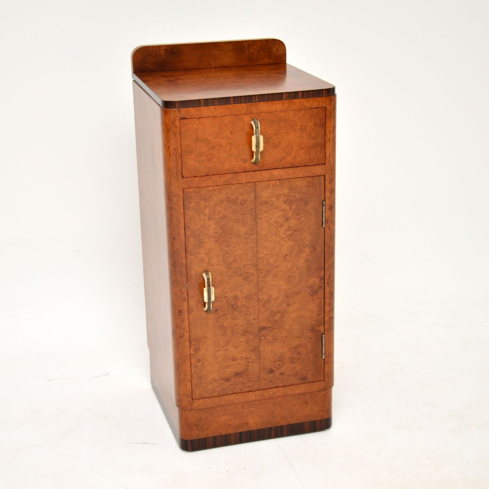 1930's Art Deco Burr Walnut Bedside Cabinet