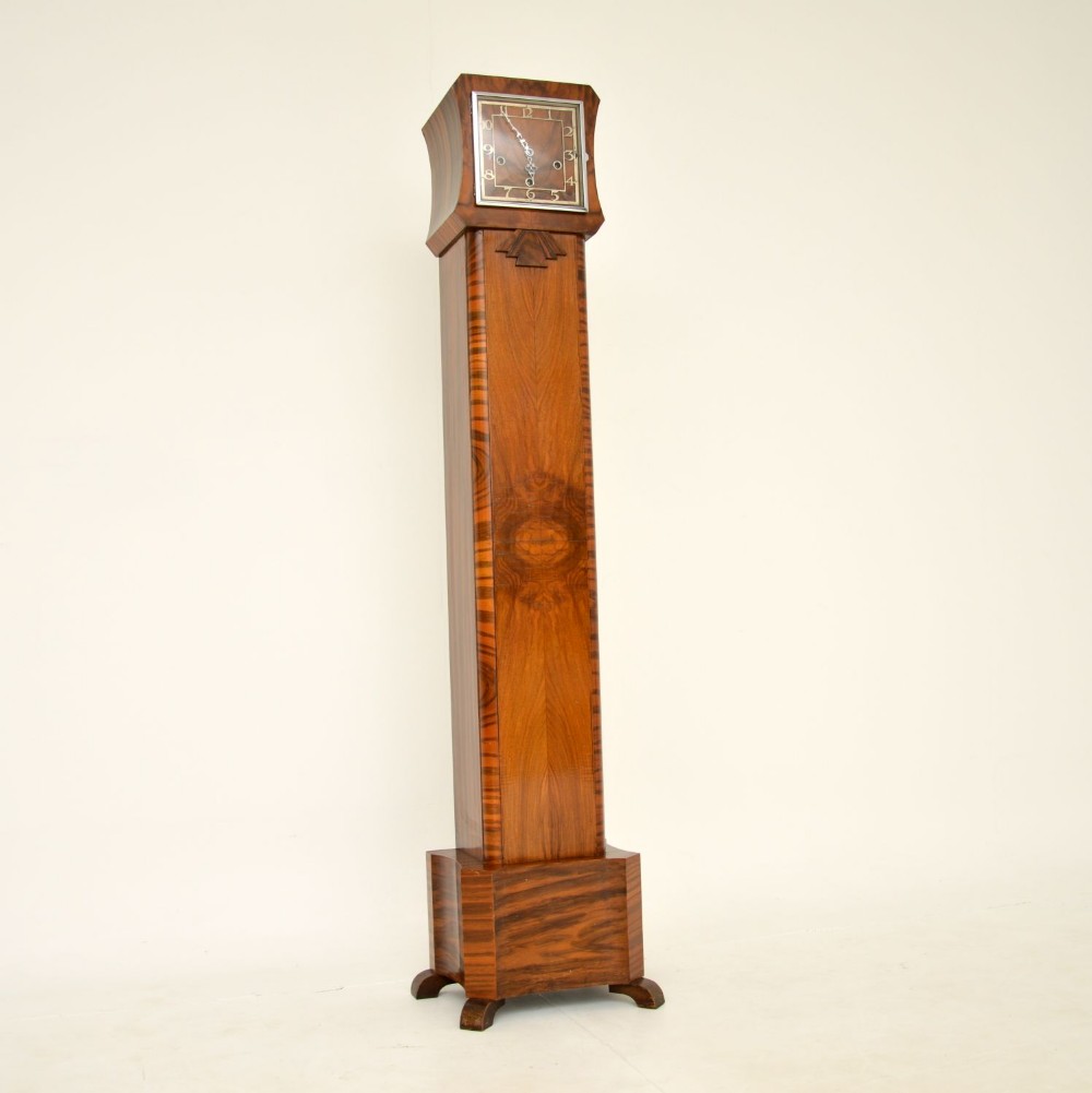 1930's Art Deco Walnut Long Case Grandmother Clock