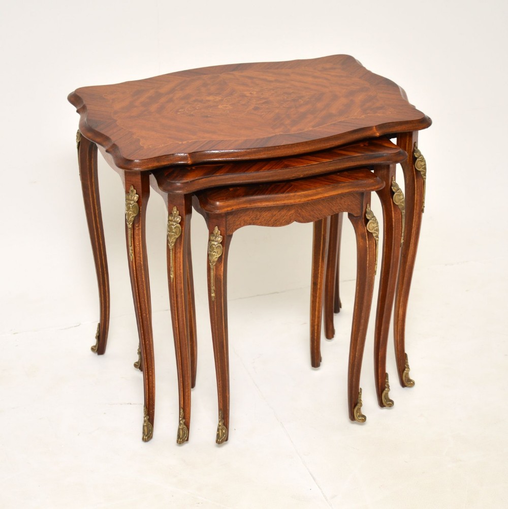 Antique French Inlaid Marquetry Nest of 3 Tables