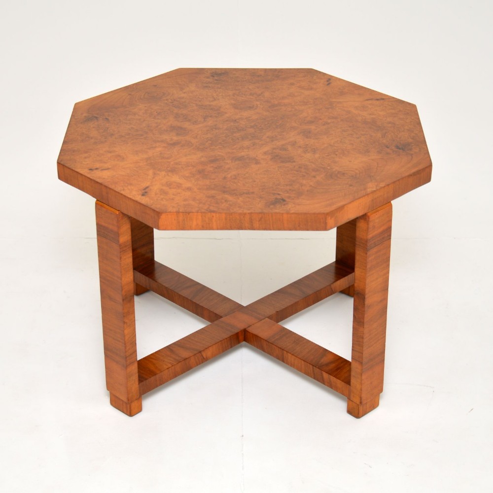 1930's Art Deco Burr Walnut Octagonal Coffee Table