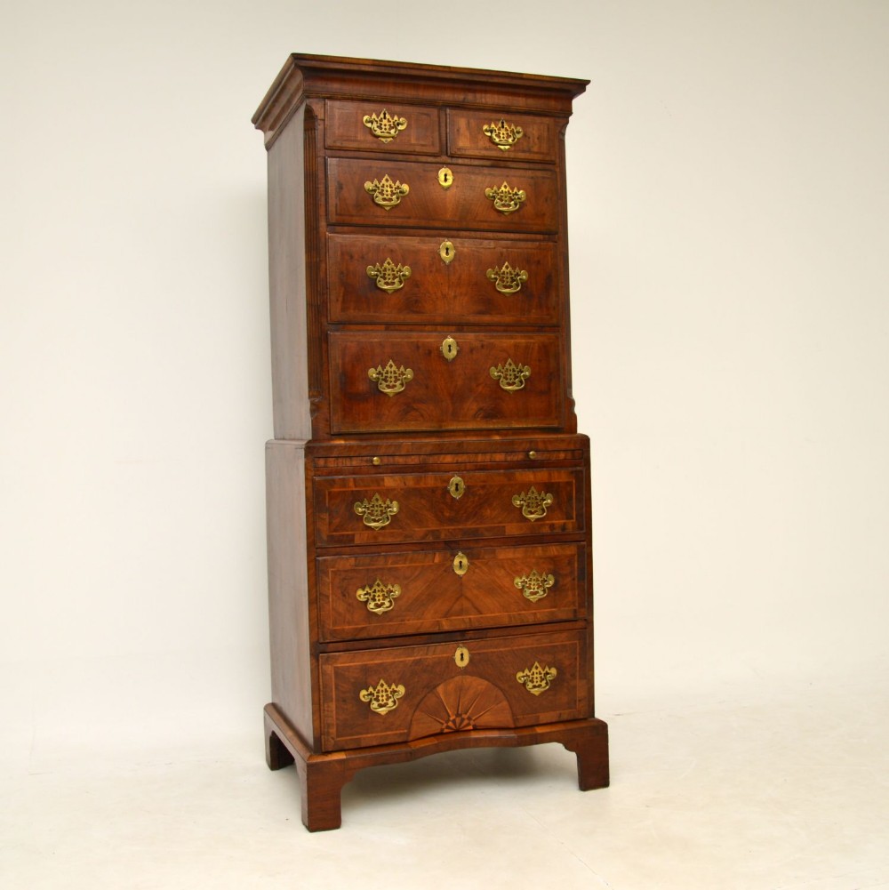 Antique Georgian Period Walnut Chest on Chest