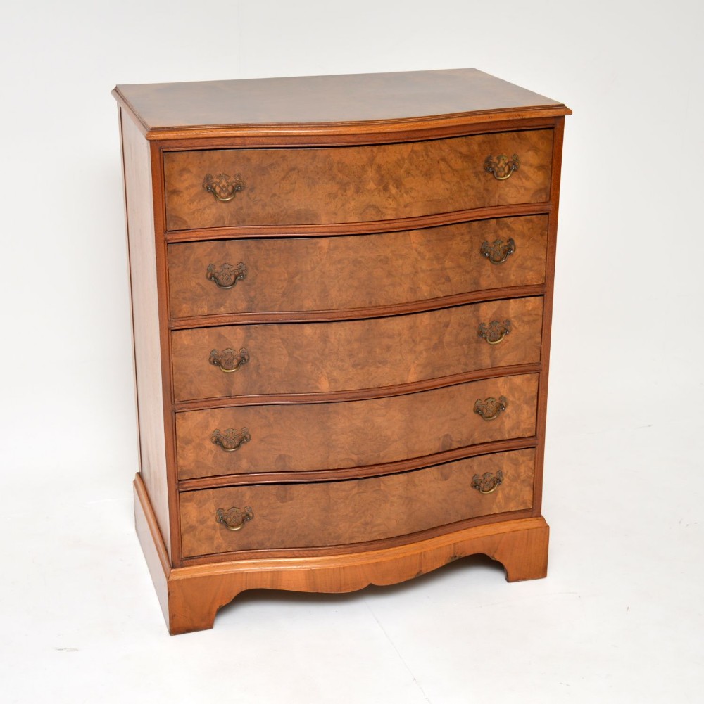Antique Burr Walnut Serpentine Chest of Drawers