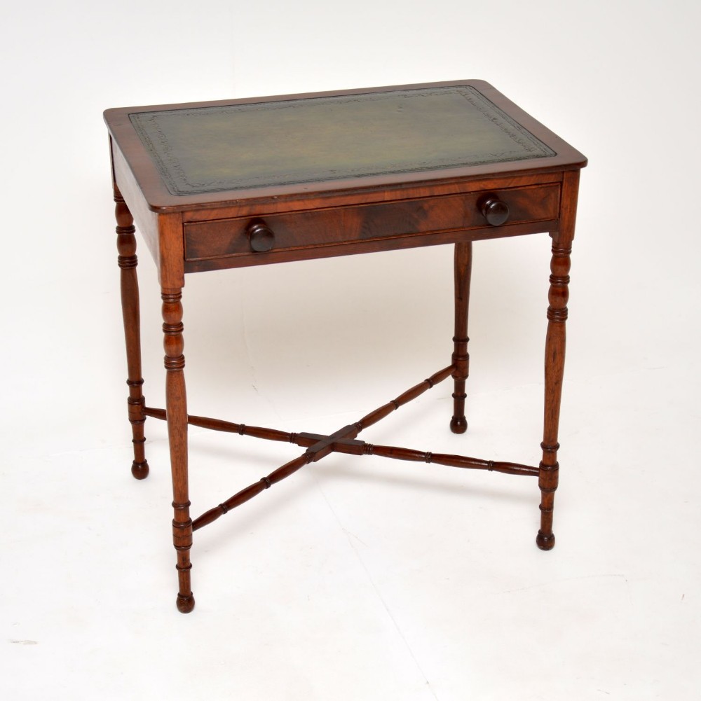 Antique Victorian Mahogany Leather Top Writing Table