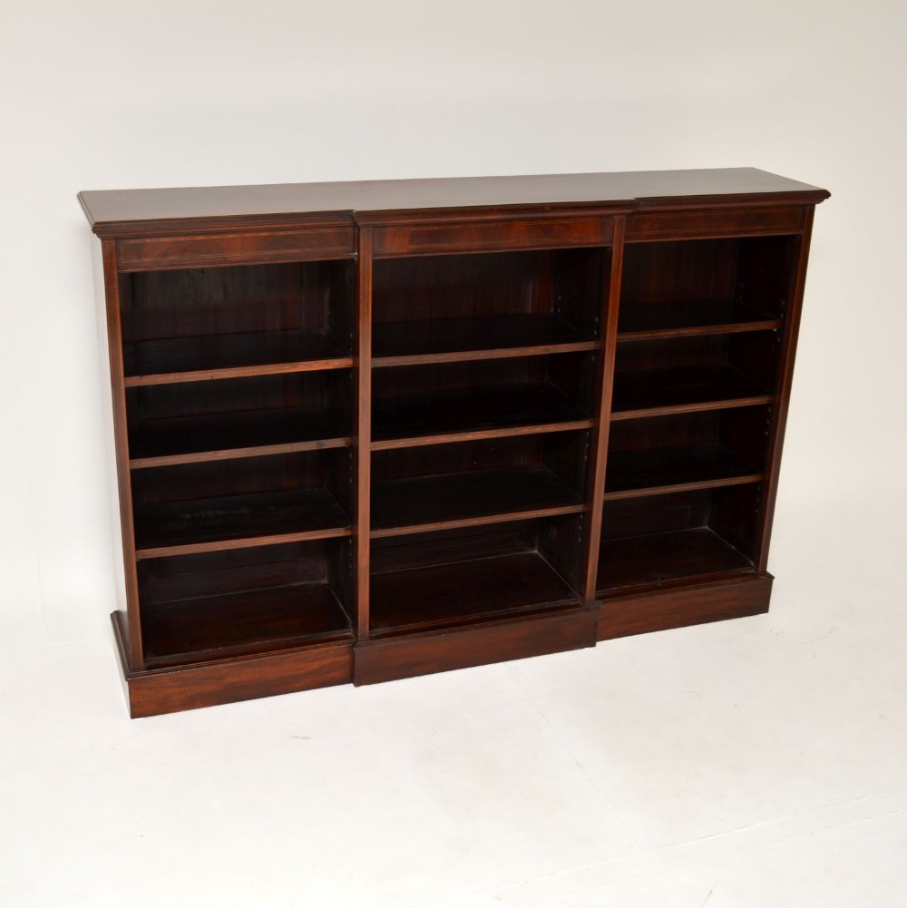 Antique Edwardian Inlaid Mahogany Open Bookcase