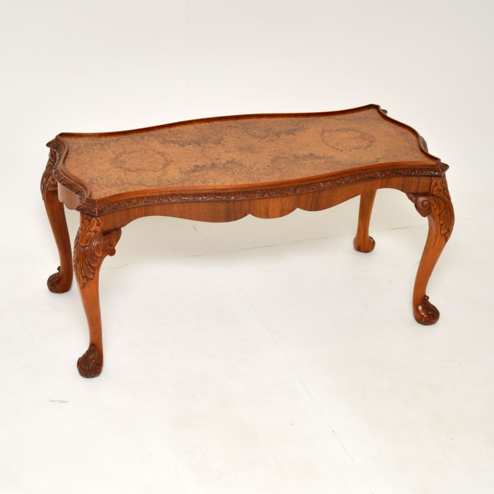 Antique Burr Walnut Queen Anne Style Coffee Table