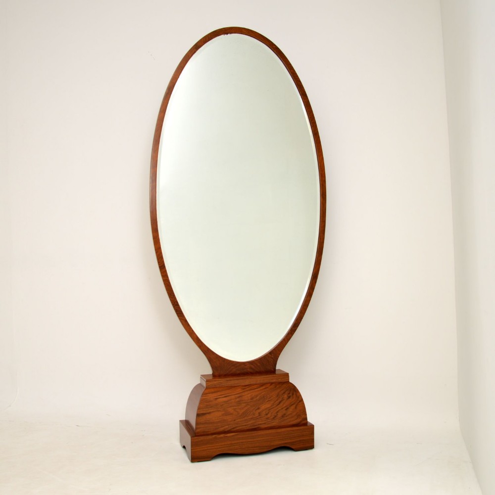 French Art Deco Walnut Free Standing Mirror